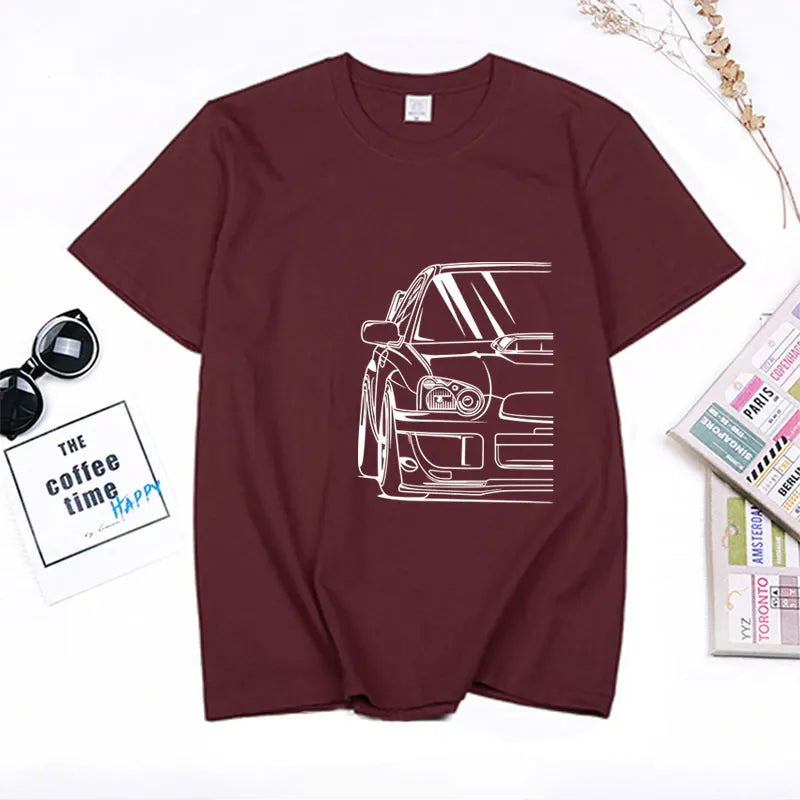 Fashion Hot Salejapanese Classic Car Wrx Sti JDM TUNER CAR APPAREL TURBO SUBIE IMPREZZA AUTOMOTIVE T-SHIRT Cotton O Neck Top Tee