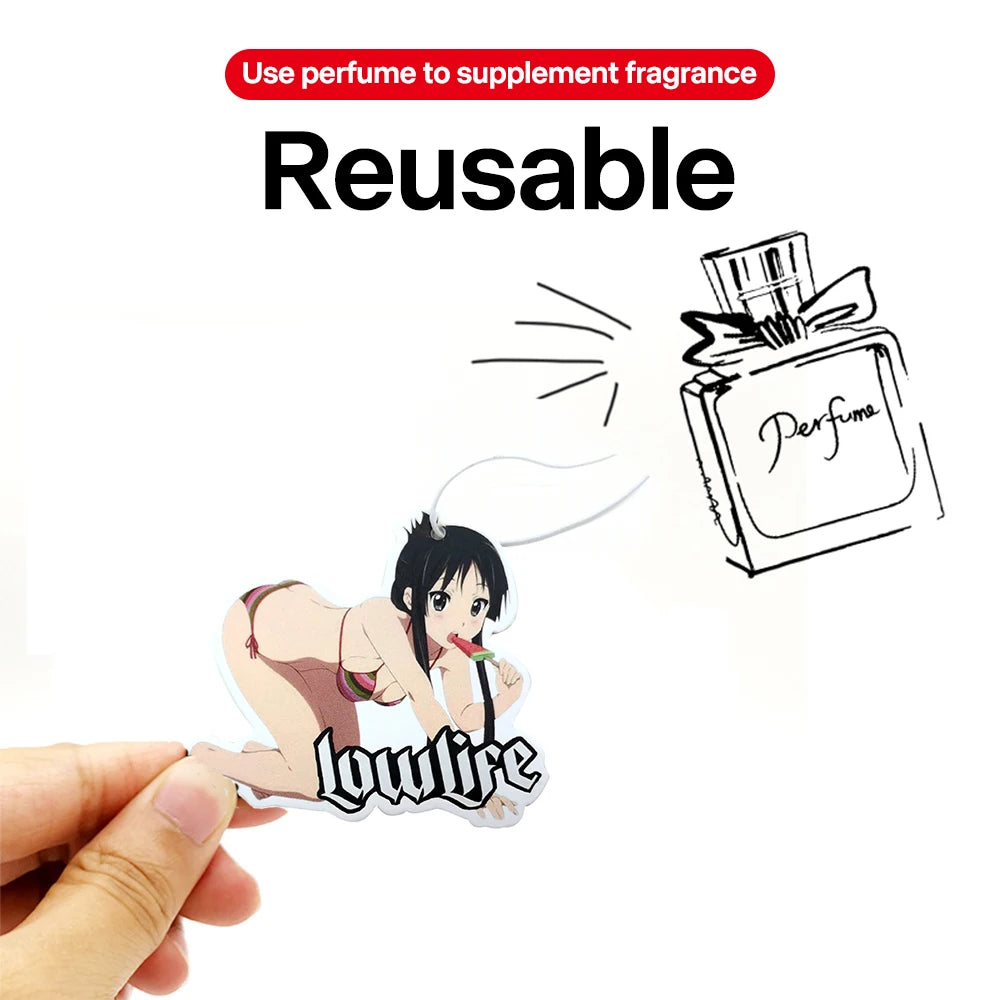 New JDM Car Air Freshener Sexy Tire Girl Hanging Pendant Rearview Mirror Perfume Turbo Brake Disc Shock Absorber Fragrance Anime