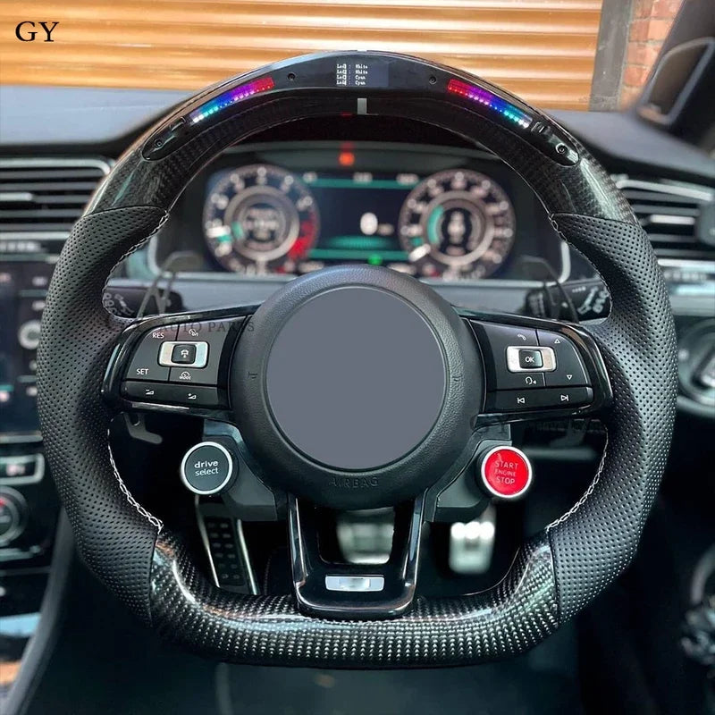 Fit for Volkswagen VW LED Carbon Fiber Steering Wheel GTI GTD Golf 7 MK7 Mk7.5 Scirocco Polo GTS R Line Customized Racing Wheel