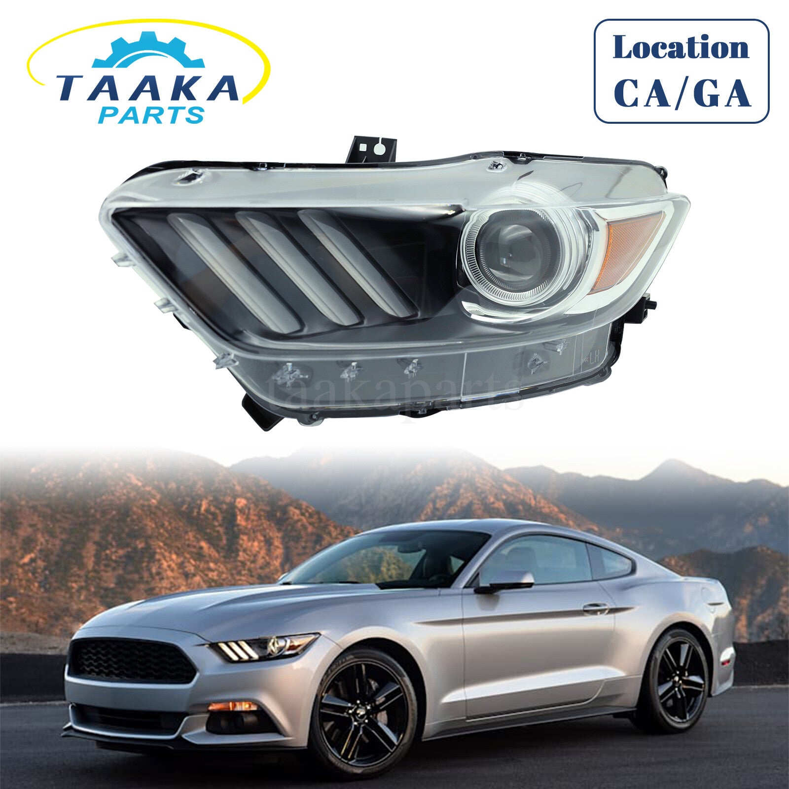 Front Left Headlight Hid/Xenon for 2015 2016 2017 Ford Mustang Driver W/LED DRL