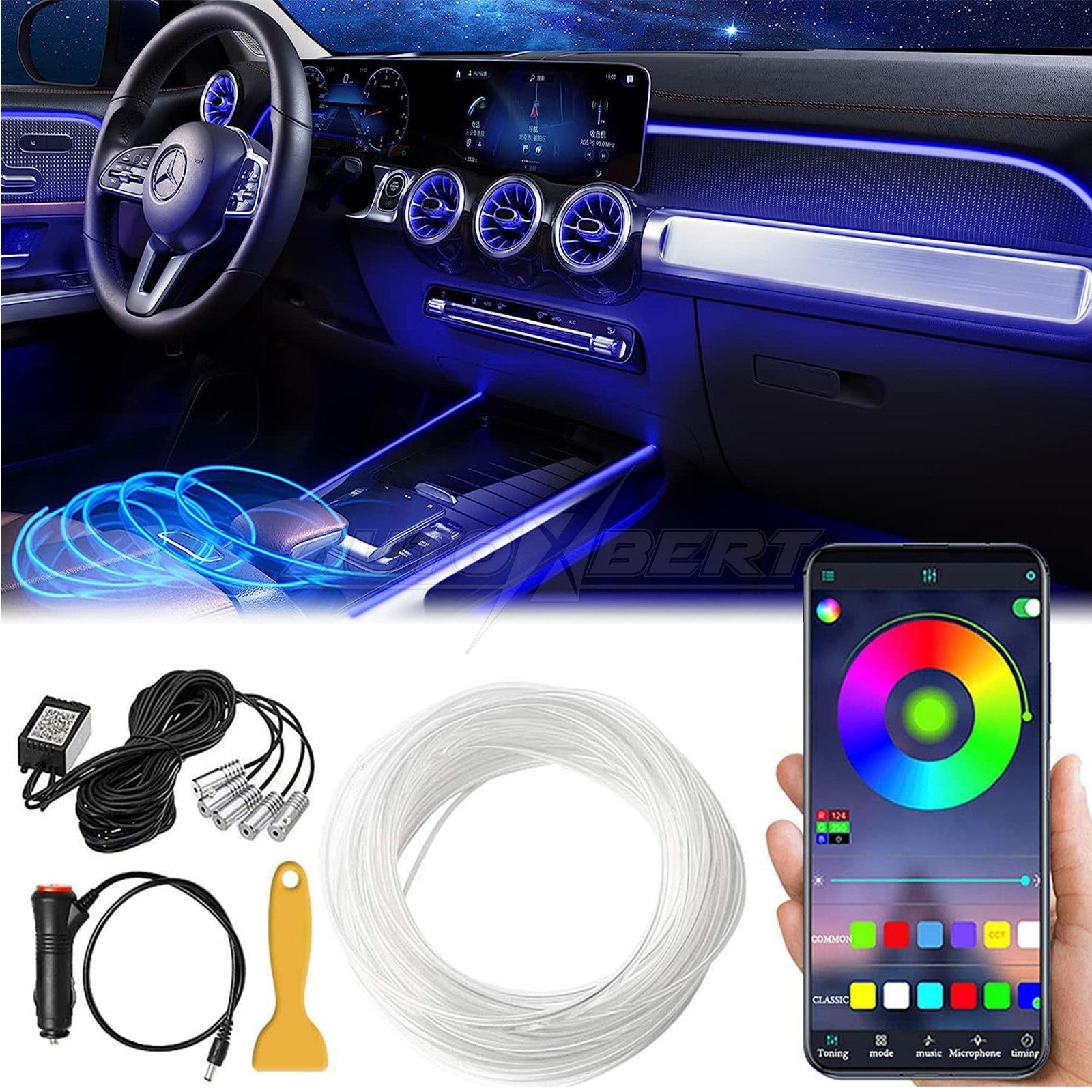 LED Car Interior Strip Light Atmosphere Neon Glow App-Control Ambient Light Kit