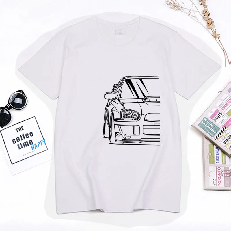Fashion Hot Salejapanese Classic Car Wrx Sti JDM TUNER CAR APPAREL TURBO SUBIE IMPREZZA AUTOMOTIVE T-SHIRT Cotton O Neck Top Tee