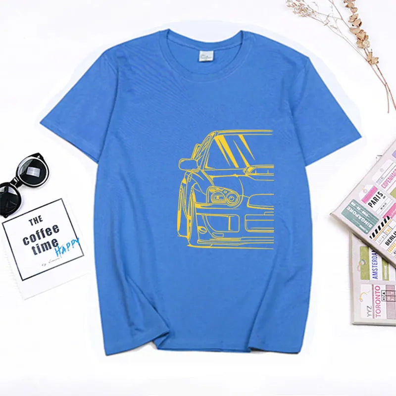 Fashion Hot Salejapanese Classic Car Wrx Sti JDM TUNER CAR APPAREL TURBO SUBIE IMPREZZA AUTOMOTIVE T-SHIRT Cotton O Neck Top Tee