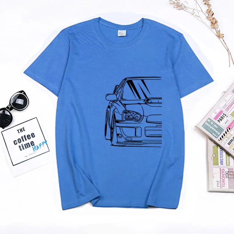 Fashion Hot Salejapanese Classic Car Wrx Sti JDM TUNER CAR APPAREL TURBO SUBIE IMPREZZA AUTOMOTIVE T-SHIRT Cotton O Neck Top Tee