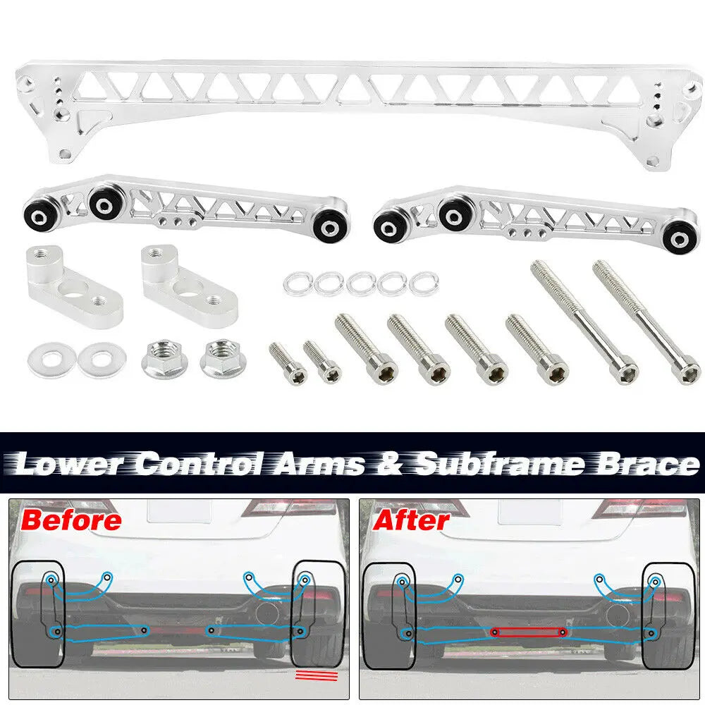 ​Hot Sale Chassis Parts Billet Rear Lower Control Arms + Subframe Brace for Honda Civic EG 92-95 or 1994-2001 Acura Integra