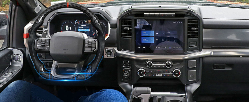 Real Carbon Fiber Sport Steering Wheel for Ford F150 Raptor 2021-2026 No Heated