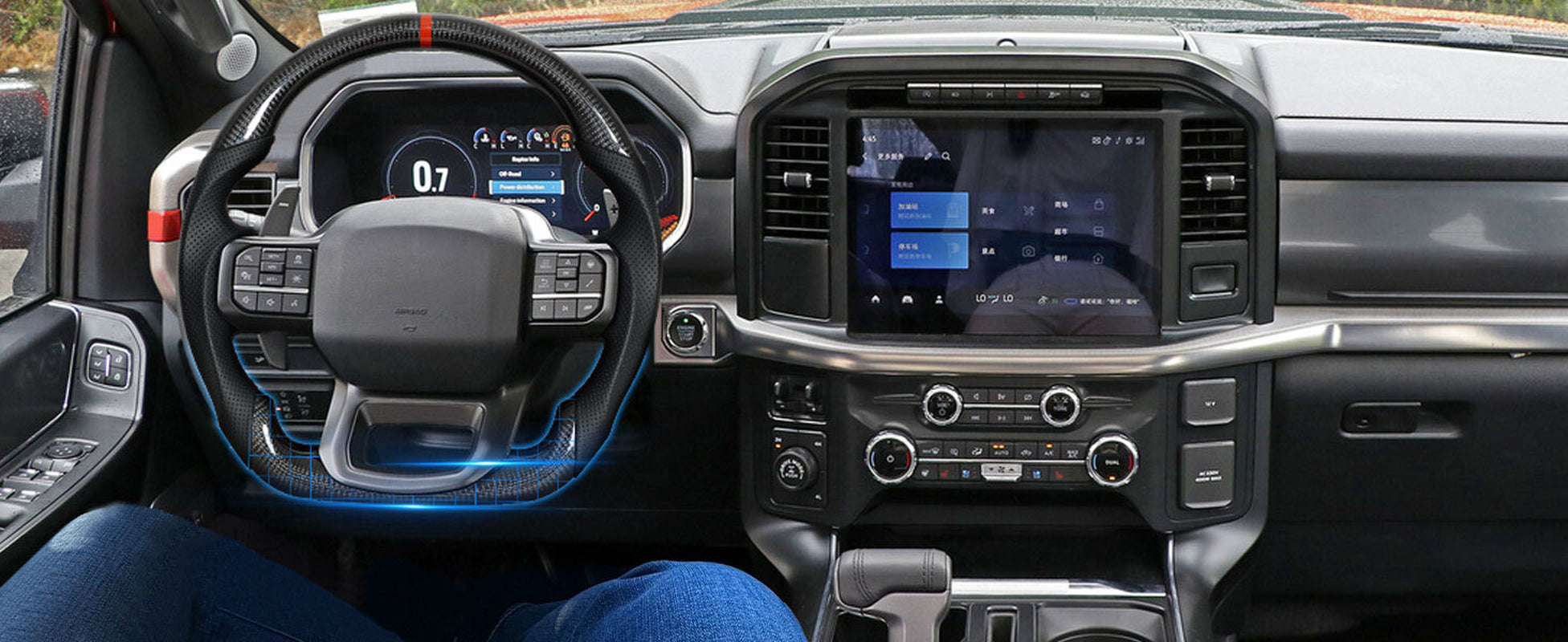 Real Carbon Fiber Sport Steering Wheel for Ford F150 Raptor 2021-2026 No Heated