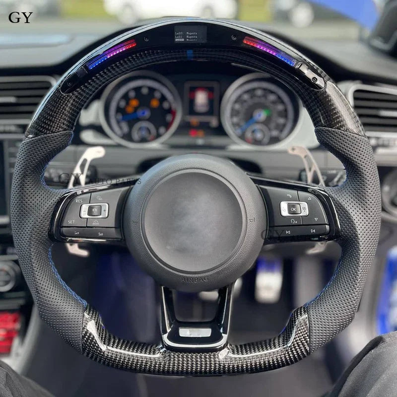 Fit for Volkswagen VW LED Carbon Fiber Steering Wheel GTI GTD Golf 7 MK7 Mk7.5 Scirocco Polo GTS R Line Customized Racing Wheel