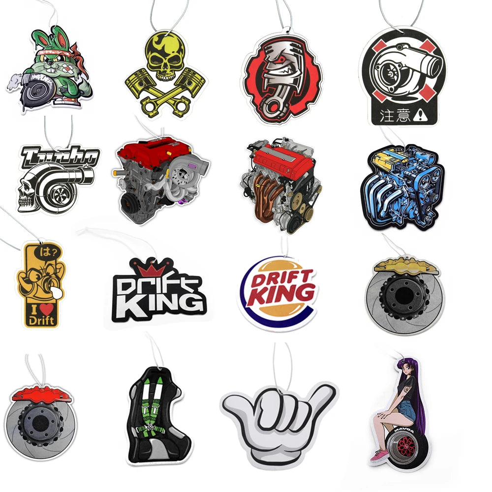 New JDM Car Air Freshener Sexy Tire Girl Hanging Pendant Rearview Mirror Perfume Turbo Brake Disc Shock Absorber Fragrance Anime