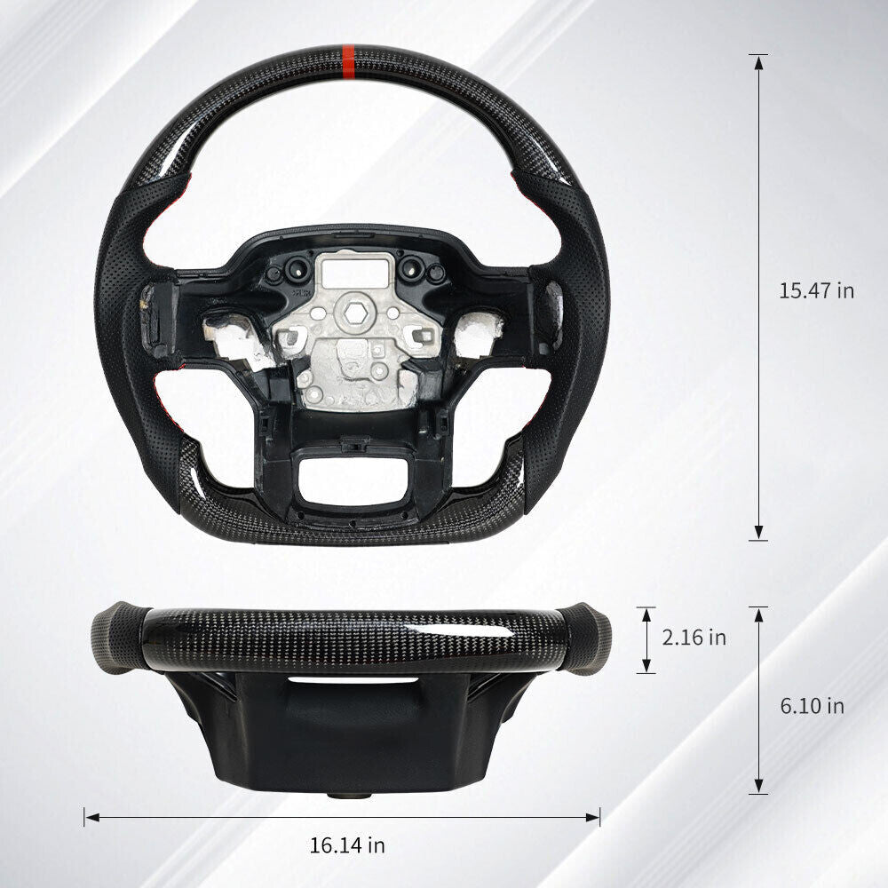 Real Carbon Fiber Sport Steering Wheel for Ford F150 Raptor 2021-2026 No Heated